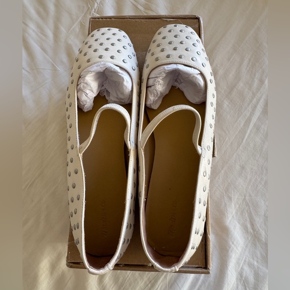 Madewell Leather Greta Studded Ballet Flats in Ecru Size 9.5 - Picture 5 of 8